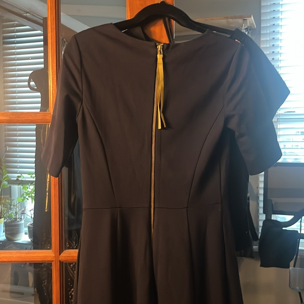 Boden Navy and Yellow A-Line midi-Length Dress with Short Sleeves - Picture 2 of 3